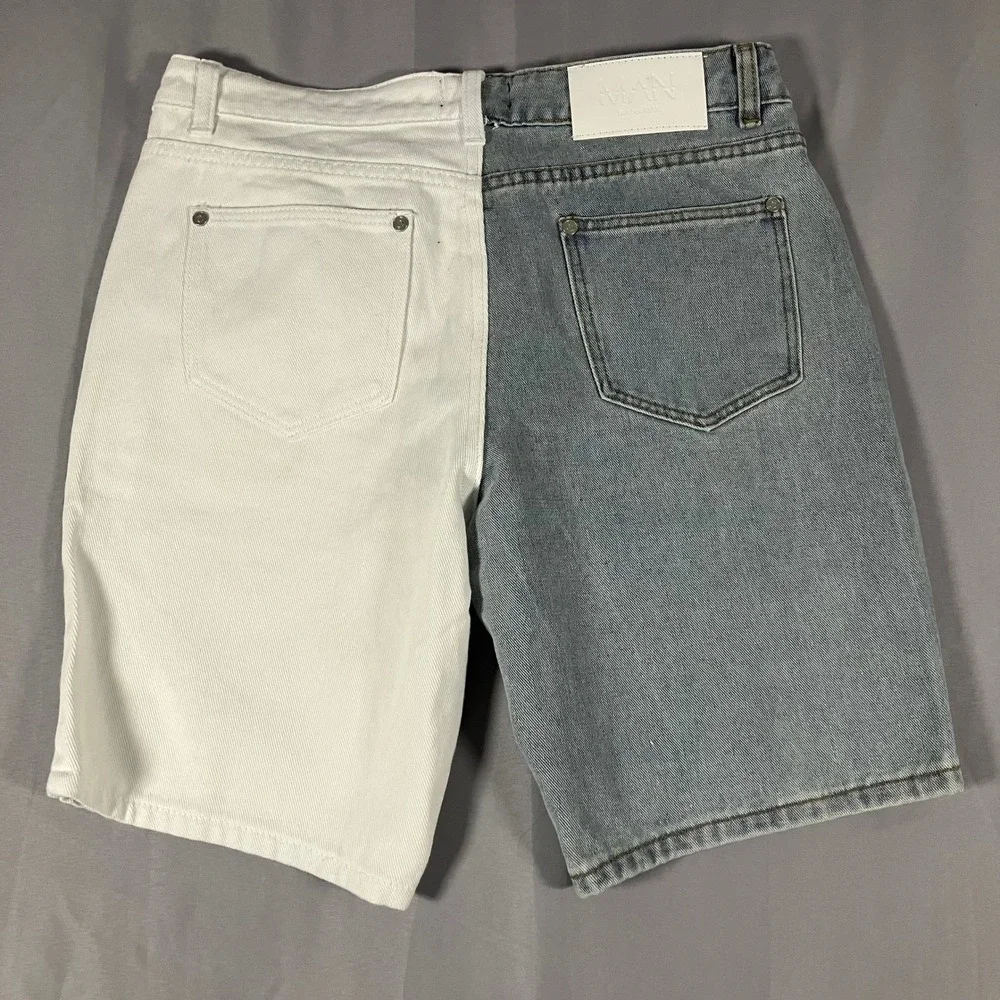 BoohooMAN Men's Size 30 Loose Fit Spliced Denim‎ Shorts Ice Blue